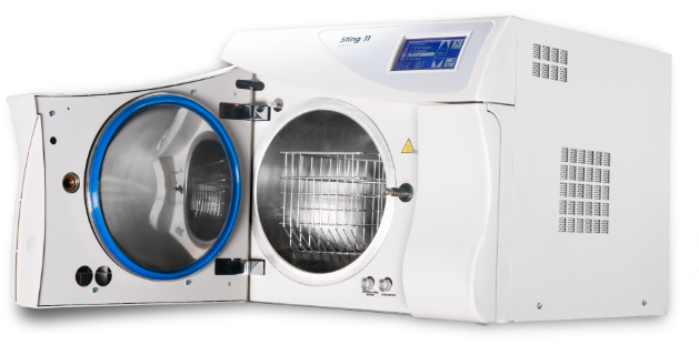 B Class table-top autoclave with open door